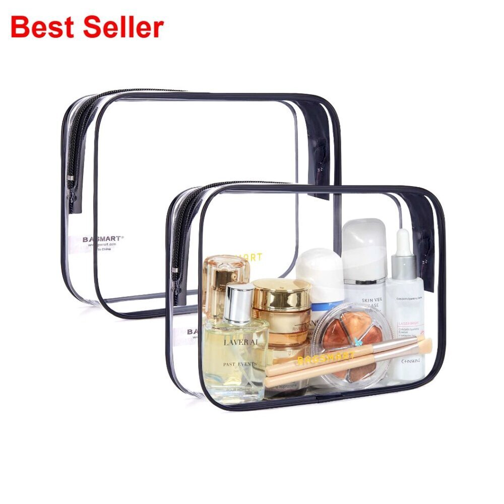 TSA Approved Clear Toiletry Bags 2 Pack, Water Resistant Travel Cosmetic Pouch